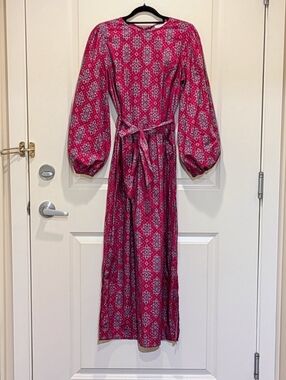 EUC Topshop 2 100% Cotton Open Back Pink and Turquoise Boho Dress